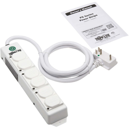 Tripp Lite Safe-IT UL 2930 Medical-Grade Power Strip for Patient Care Vicinity, 6 Hospital-Grade Outlets, Safety Covers, Antimicrobial, 6 ft… PS-606-HGDG