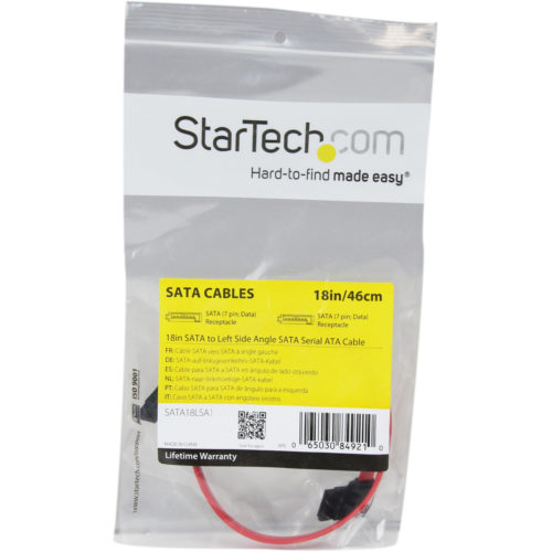 Startech .com 18in SATA to Left Side Angle SATA Serial ATA CableMake a left side-angled connection to your SATA drive, for installation in… SATA18LSA1