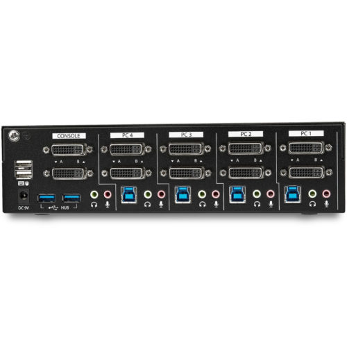 Startech .com 4 Port Dual Monitor Dual Link DVI KVM Switch 1440p Dual Screen/View/ Display Compact USB KVM Switch w/USB 3.0 Hub & Audio TAA… SV431DL2DU3A