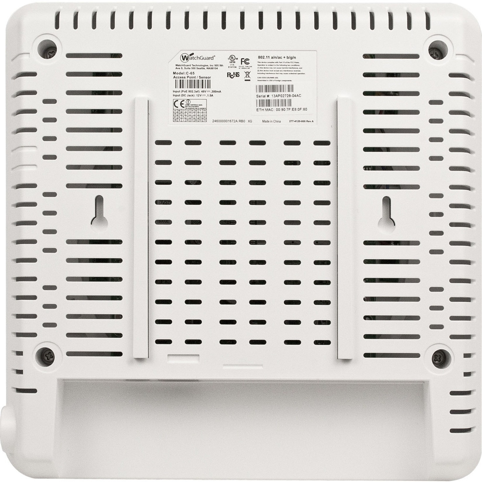 WatchGuard AP120 IEEE 802.11ac 1.14 Gbit/s Wireless Access Point5 GHz, 2.40 GHzMIMO Technology1 x Network (RJ-45)Gigabit Ethernet -… WGA12731