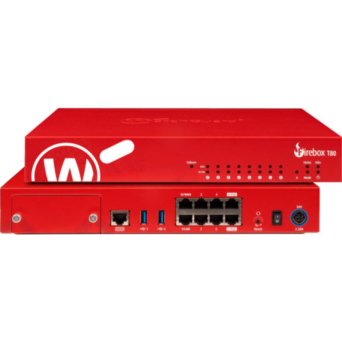 WatchGuard Firebox T80 MSSP Appliance (US)8 Port10/100/1000Base-TGigabit Ethernet6 x RJ-451 Total Expansion SlotsTabletop WGT80997-US