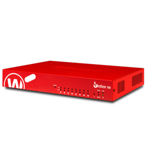 WatchGuard Firebox T80 MSSP Appliance (US)8 Port10/100/1000Base-TGigabit Ethernet6 x RJ-451 Total Expansion SlotsTabletop WGT80997-US