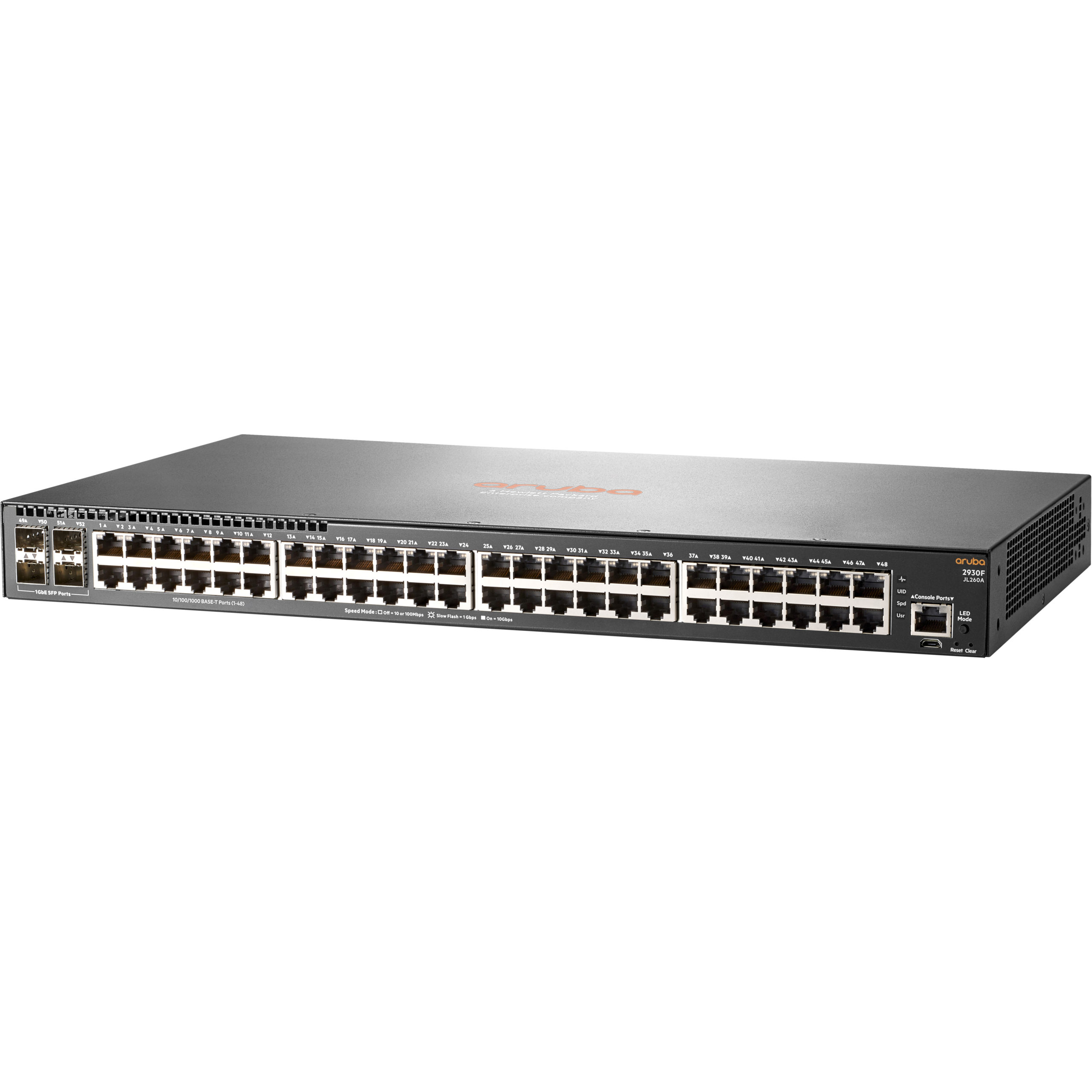 Aruba HPE  2930F 48G 4SFP Switch48 PortsManageableGigabit Ethernet1000Base-X, 10/100/1000Base-TX3 Layer SupportedModular4 SFP… JL260A