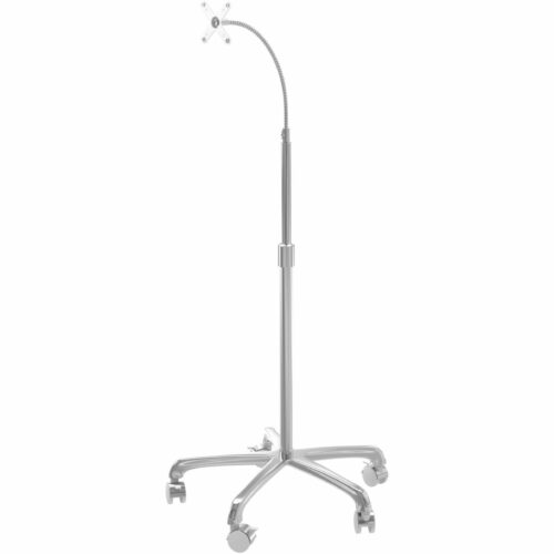 Cta Digital Accessories Heavy Duty Rolling Floor Stand w/ VESA compatible Flexible Gooseneck2.50 lb Load Capacity58″ HeightFloor StandMetalWhite ADD-HFSGNV