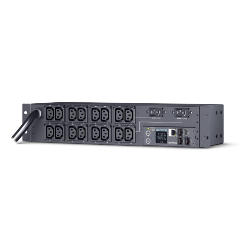 Cyber Power PDU31007 Single Phase 200240 VAC 30A Monitored PDU16 Outlets, 12 ft, NEMA L6-30P, Horizontal, 2U, SNMP, LCD,  Warranty PDU31007