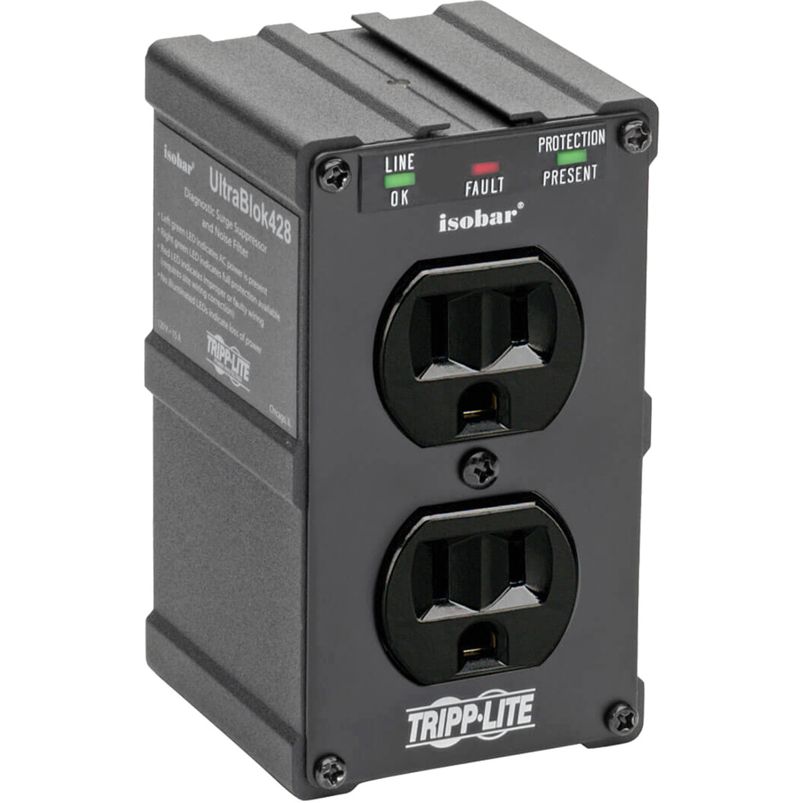 Tripp Lite Isobar Surge Protector Wall Mount Direct Plug In 2 Out 1410 JleReceptacles: 2 x NEMA 5-15R1410J ULTRABLOK428