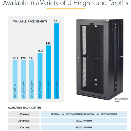 Startech .com 15U 19″ Wall Mount Network Cabinet16″ Deep Hinged Locking Flexible IT Data Equipment Rack Vented Switch Enclosure w/Shelf -… RK1520WALHM