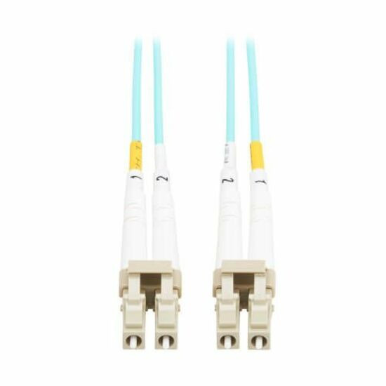 Tripp Lite Eaton   Series 10Gb Duplex Multimode 50/125 OM3 OFNP Fiber Patch Cable (LC/LC)Aqua, 10 m (32.8 ft.), TAA32.81 ft Fiber Optic… N820-10M-TAA