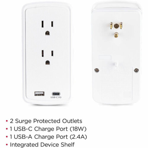 Cyber Power Professional P2WUCHD 2-Outlet Surge Suppressor/Protector2 x USB, 2 x NEMA 5-15R500 J120 V AC Input P2WUCHD