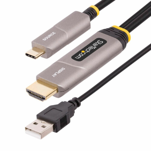 Startech .com Fiber Optic Audio/Video Cable30 ft Fiber Optic A/V Cable for Audio/Video Device, Display, Wall Charger, Notebook, U… 145B-USBC-HDMI4K-AOC