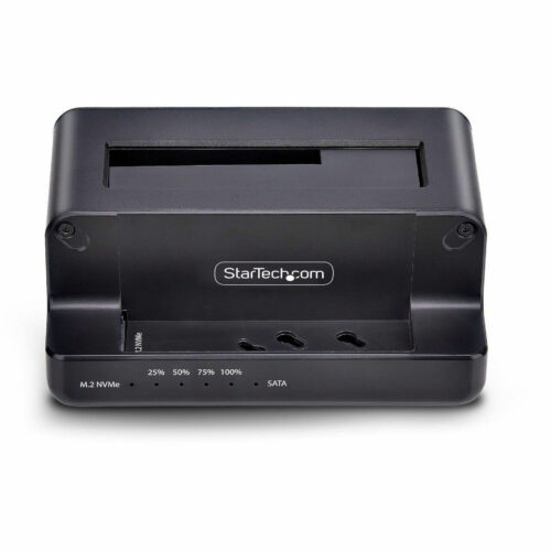 Startech .com M.2 NVMe to 2.5/3.5″ SATA Drive Duplicator, Dual Bay Standalone Cloner/Dock, Bidirectional NVMe to SATA/SATA to NVMe,… N2-M2-SSD-DUPLICATOR